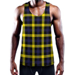 Yellow Navy And Black Plaid Print Training Tank Top