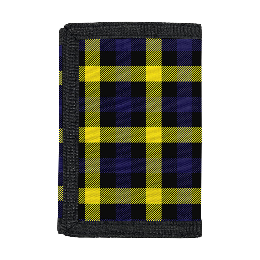 Yellow Navy And Black Plaid Print Trifold Wallet