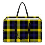 Yellow Navy And Black Plaid Print Utility Tote Bag