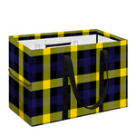 Yellow Navy And Black Plaid Print Utility Tote Bag