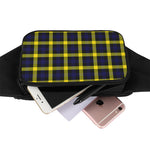 Yellow Navy And Black Plaid Print Waist Bag