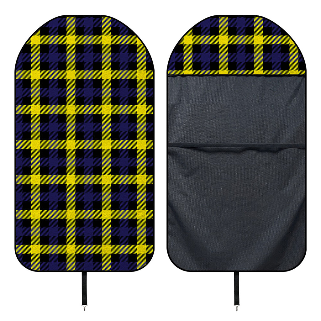 Yellow Navy And Black Plaid Print Waterproof Car Seat Cover