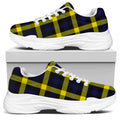 Yellow Navy And Black Plaid Print White Chunky Shoes