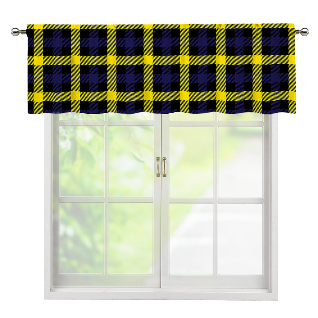 Yellow Navy And Black Plaid Print Window Valance