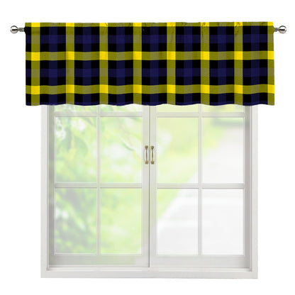 Yellow Navy And Black Plaid Print Window Valance
