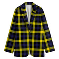 Yellow Navy And Black Plaid Print Women's Blazer