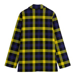Yellow Navy And Black Plaid Print Women's Blazer