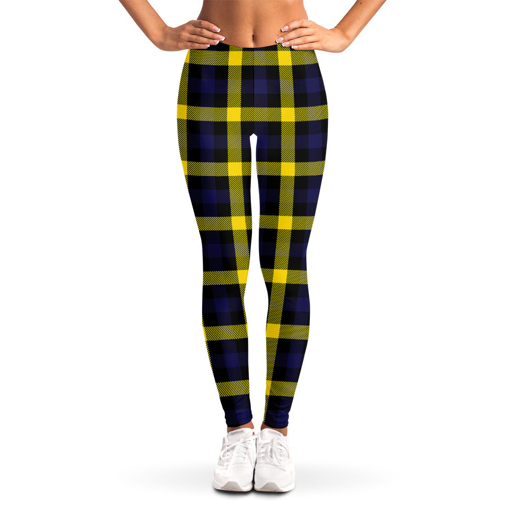 Yellow Navy And Black Plaid Print Women's Leggings