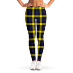 Yellow Navy And Black Plaid Print Women's Leggings