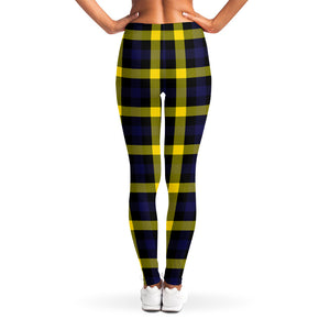 Yellow Navy And Black Plaid Print Women's Leggings