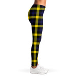 Yellow Navy And Black Plaid Print Women's Leggings