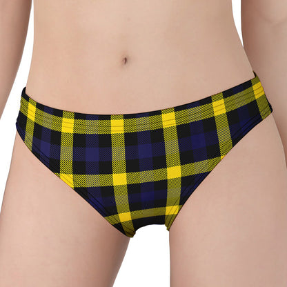 Yellow Navy And Black Plaid Print Women's Panties