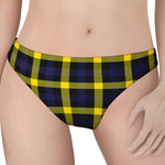 Yellow Navy And Black Plaid Print Women's Thong