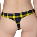 Yellow Navy And Black Plaid Print Women's Thong
