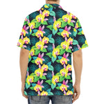 Yellow Orchid Pattern Print Aloha Shirt