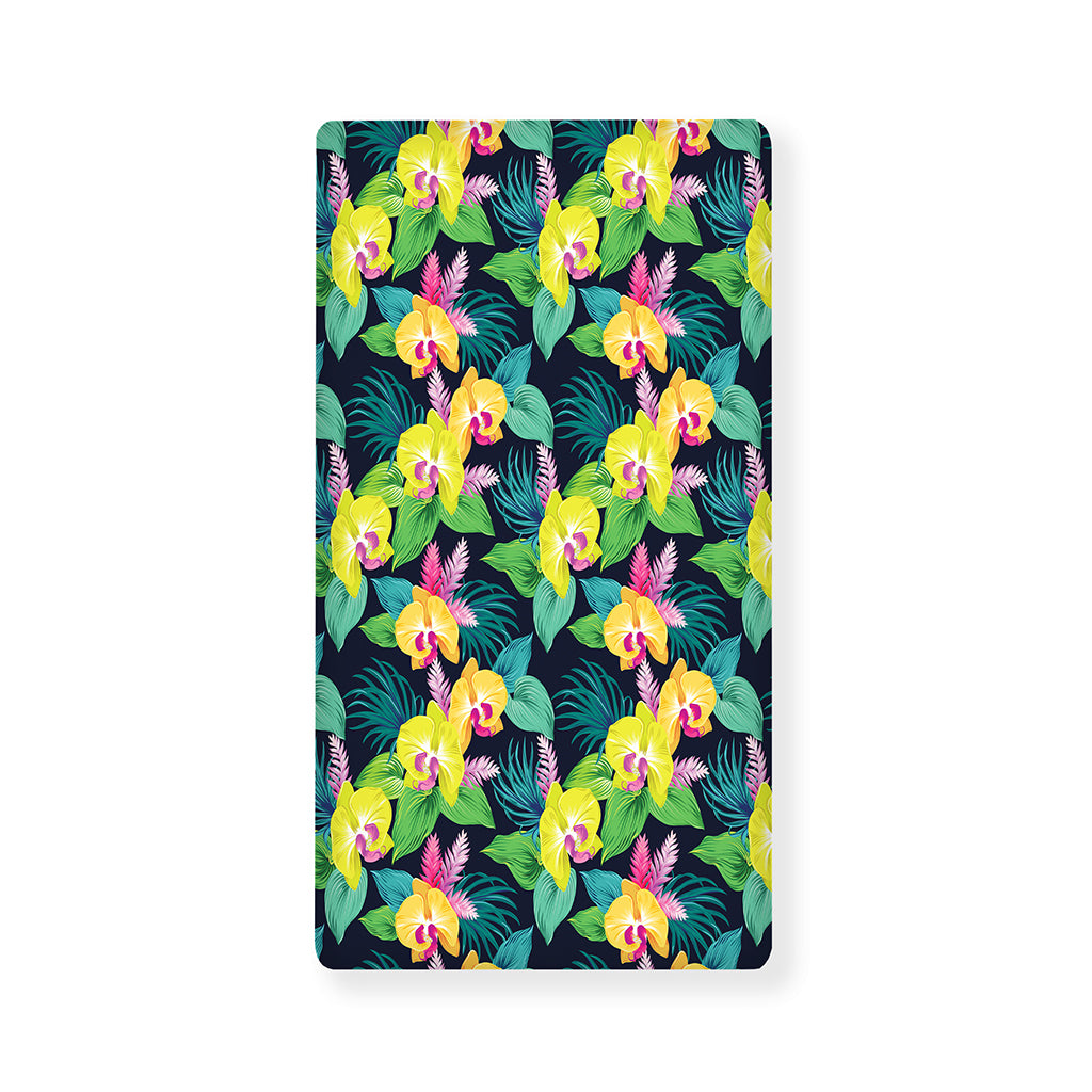 Yellow Orchid Pattern Print Baby Crib Sheet