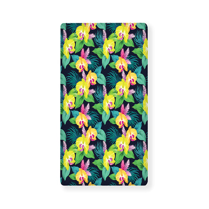 Yellow Orchid Pattern Print Baby Crib Sheet