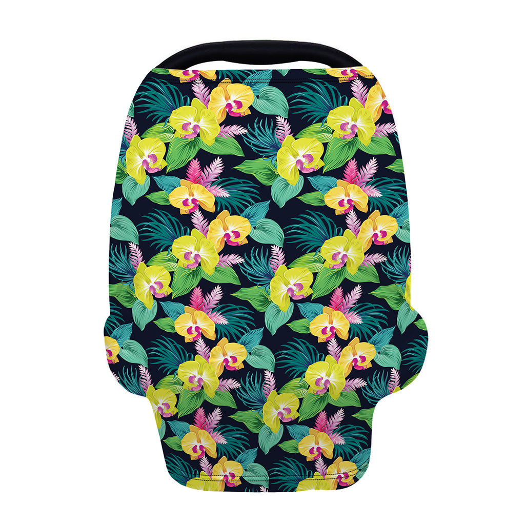 Yellow Orchid Pattern Print Baby Seat Cover