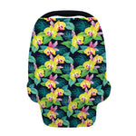 Yellow Orchid Pattern Print Baby Seat Cover