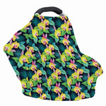 Yellow Orchid Pattern Print Baby Seat Cover