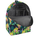 Yellow Orchid Pattern Print Backpack