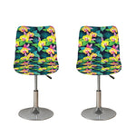 Yellow Orchid Pattern Print Bar Stool Covers