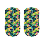 Yellow Orchid Pattern Print Bar Stool Covers