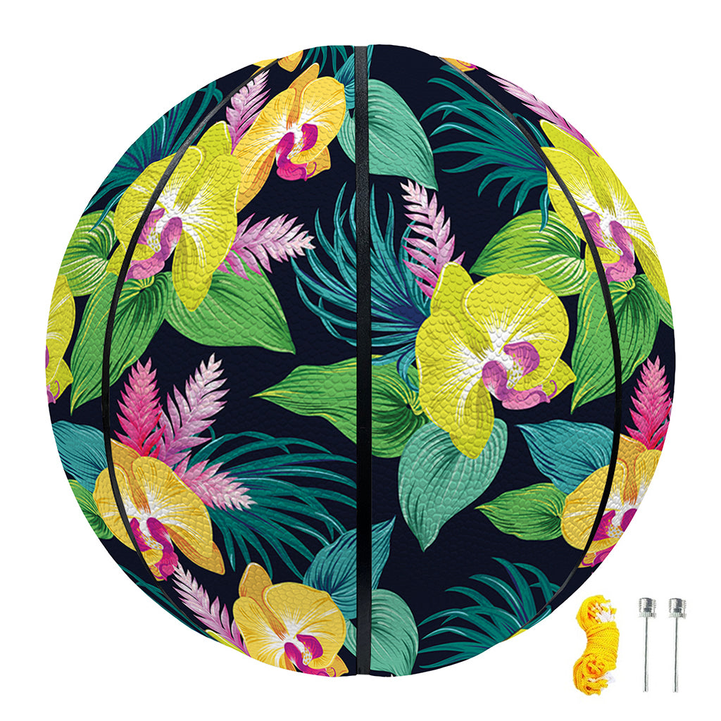 Yellow Orchid Pattern Print Basketball