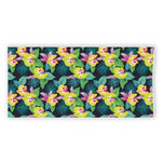Yellow Orchid Pattern Print Beach Towel