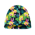 Yellow Orchid Pattern Print Beanie