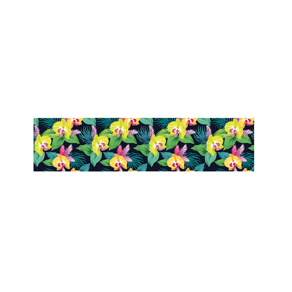 Yellow Orchid Pattern Print Bed Runner