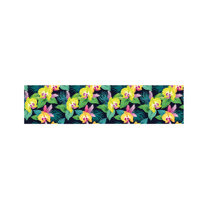 Yellow Orchid Pattern Print Bed Runner