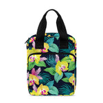 Yellow Orchid Pattern Print Bible Tote Bag