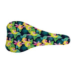 Yellow Orchid Pattern Print Bicycle Seat Cover