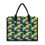 Yellow Orchid Pattern Print Canvas Tote Bag
