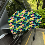 Yellow Orchid Pattern Print Car Side Mirror Covers