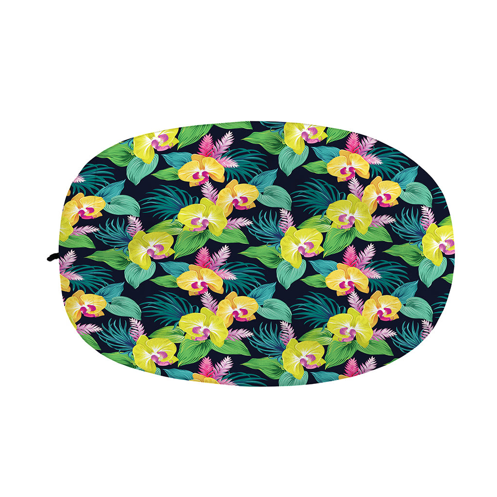 Yellow Orchid Pattern Print Car Side Mirror Covers