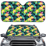 Yellow Orchid Pattern Print Car Windshield Sun Shade