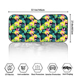 Yellow Orchid Pattern Print Car Windshield Sun Shade