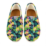 Yellow Orchid Pattern Print Casual Shoes