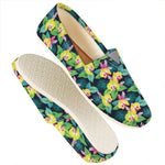 Yellow Orchid Pattern Print Casual Shoes