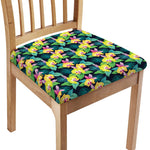 Yellow Orchid Pattern Print Chair Cushion Cover