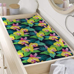 Yellow Orchid Pattern Print Changing Pad Cover