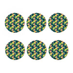 Yellow Orchid Pattern Print Coaster Set