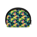 Yellow Orchid Pattern Print Coin Purse
