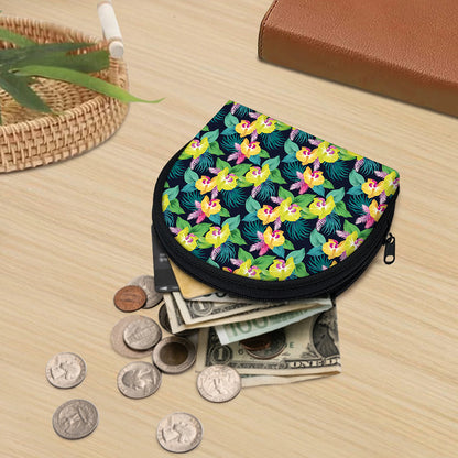 Yellow Orchid Pattern Print Coin Purse