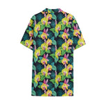 Yellow Orchid Pattern Print Cotton Hawaiian Shirt