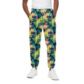 Yellow Orchid Pattern Print Cotton Sweatpants