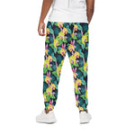 Yellow Orchid Pattern Print Cotton Pants