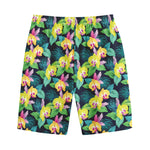 Yellow Orchid Pattern Print Cotton Shorts
